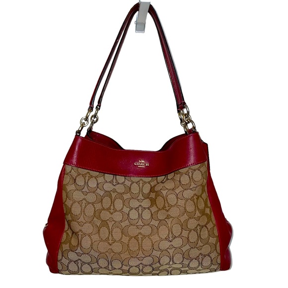Coach Signature Jacquard Leather Lexy Shoulder Handbag F27579. Twilly included - Picture 3 of 17